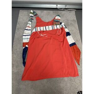 Lulus Dress Womens 2XL Red Striped Tie Shoulder Knee Length Sundress Cocktail